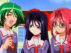 Hot busty anime teens flying around