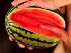 water melon cum - fucking a melon and cumming