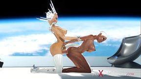 Super sexy android dickgirl fucks a hot ebony on a spaceship