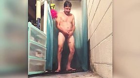 Step sister catches brother jacking off off in the shower