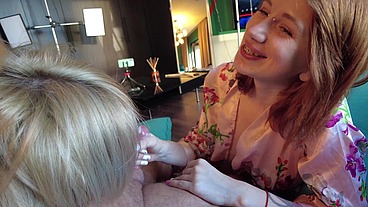3 some blowjob Rina Rey & Jessika Trunk