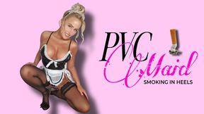 PVC Maid Smoking in Heels