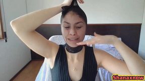 fetish black panty nylon encasement face during my live show