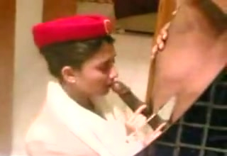 Cute Indian stewardess gives me head and swallows big load