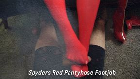 Spyders Red Pantyhose Footjob 2