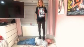 Mini Skirt T-Shirt Tights & Mary Jane Chunky Shoes Trampling
