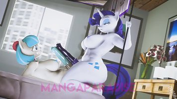 Racy cartoon bitches are eagerly sucking stiff dicks and moaning from pleasure while getting fucked