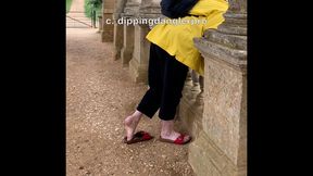 Red Sandals Candid Shoeplay - Stowe Gardens, UK