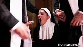 ”Big Titted sister anally spitroasted by two hung ministers”