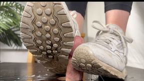 Shoejob and CBT in well worn and dirty Reebok Classic Sneakers - Severe Cock trampling, full body weight, Sneaker fetish and Giantess Views - Tramplegirl Leila crushes the cum out of her slaves cock - multi - 4k