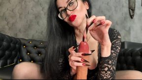 HOT black color long nails, sharp claws and naughty HANDJOBS with spit