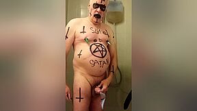Satan slave is ready for his Piss Enema sacrifice