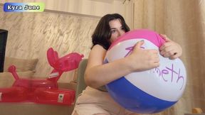 Beach Ball Popping - Inflatable Blow Fetish - Popping Balloons with my Fingernails
