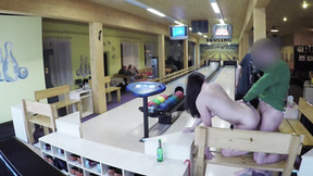 Sexy brunette is getting ravaged in the bowling alley