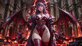 Purple-Haired Demon Queen! A Forbidden Feast on the Magma Throne, Red-Black Armor Clinging to Scorching Skin!