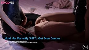 Sensual redhead enjoys vigorous strapless dildo session