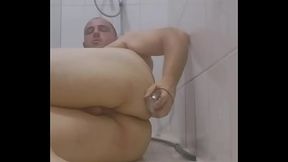 Dutch fag putting in the butt plug