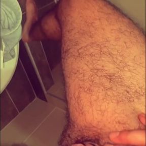 Trans boy with humongous clit rubs in shower until choked orgasm