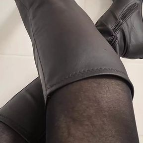 Legs in double nylons and boots