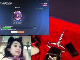 kitten vibrating butt-ramming chastity cage gagged gaming egirl cute