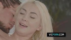 Cute blonde Lisi Kitty has her pussy eaten and pounded hard during a massage