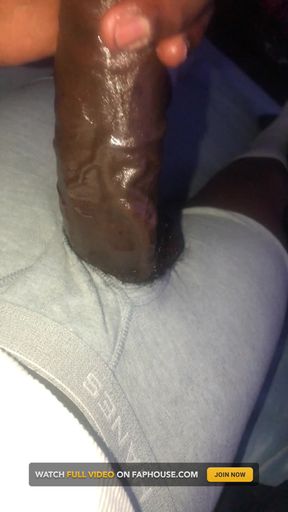 Stroking big black dick with coconut oil