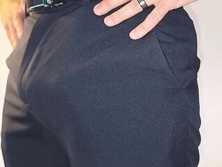 Curly Daddy Bod CEO Bulge Tease During Assistant Performance Review — Office Business Talk Ends in Hard Shlong Disclose & Biggest Ejaculation