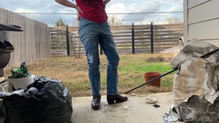 Southern Girl Wets Her Pants After Cleaning, and Wearing, Her Work Boots.