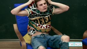 Lustful Twink Lucas Fills His Butt With Red Dildo And Wanks!