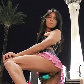 Femboy strutting around vegas