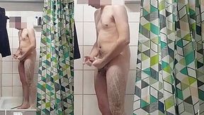 Security Guard Taking Shower And Cum