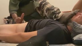 Miss Paisley’s stinky feet in grey nylons pov2