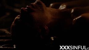 Sweet temptress with real tits sighs as she's lovingly penetrated