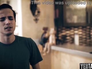 Big titties curvy blonde MILF gets pounded by mature husband and big dick stepson