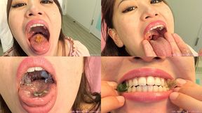 Ena - Showing inside her mouth, sucking fingers, chewing gummy candys and dried sardines MOUT-03 - wmv