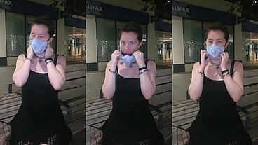 Out for a walk through town with my Owner, with a cheeky secret!!