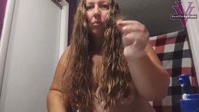 Long hair conditioning treatment and titty shaking- 720p