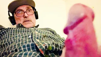 Mature Daddy Jerks Big Cock and Cums on Camera
