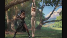 Ebony Mistress Tara Loves To Punish Her Little Blonde Slave Elsa
