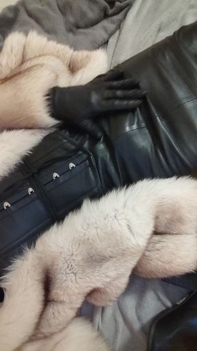 teasing myself in leather and fur