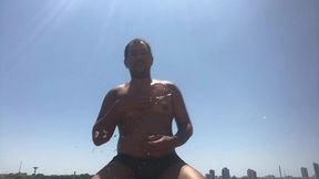 0105 the big guy loves to show off in public while bathing in the river