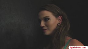 Shemale jenna sucks a bigcock in the gloryhole