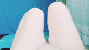 2 Times Cumshot in a Minute Hands-free Cumming with Smooth Legs Hot Thick Thighs Masturbating Little