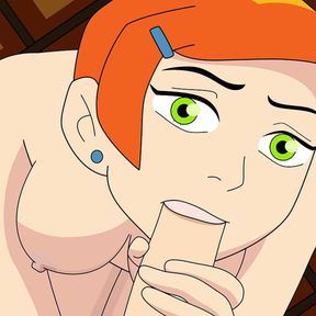 BEN 10 Gwen porn giving a deep blowjob