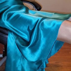 Green satin dress