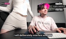 Stepbro ravages crazy doll with wet g-spot after onanism sploog on table.