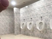 Small cock play in public toilet, got scared when man came out of cubical