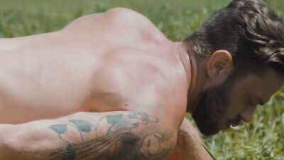 Hunk Fucks Athletic Biker In The Middle Of The Field