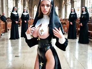A Hot nun is serving in the church 1 (AI-generated) (No live-action) (NSFW)