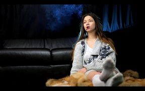 Enchanting Russian Beauty Smoking Cigarette by Nature